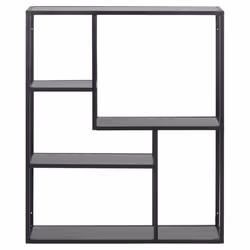Actona Seaford, Floating shelf, Wall mounted, Steel, Paper, Black, Universal, 3 shelves