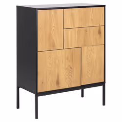 Actona Seaford, 3 door(s), 2 shelves, Black, Medium Density Fiberboard (MDF), Black, Medium Density Fibreboard (MDF)
