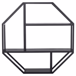 Actona Seaford, Floating shelf, Wall mounted, Steel, Melamine, Black, Universal, 4 shelves