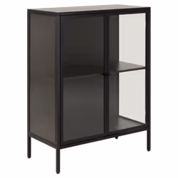 Actona Newcastle, Display cabinet, Floorstanding, By-the-wall cabinet, 2 shelves, 2 door(s), Black