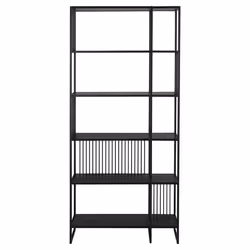 Actona Strington, Rack shelf, Freestanding, Steel, Black, Living room, 5 shelves