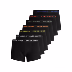 Jack & Jones 7-Pack Trunks, Boxer briefs, Boxer brief, Adult, Male, Black, Monochromatic