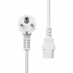 ProXtend Angled Type F (Schuko) to C13 Power Cable, White 2m, 2 m, Power plug type F, C13 coupler, H05VV-F, 250 V, 10 A