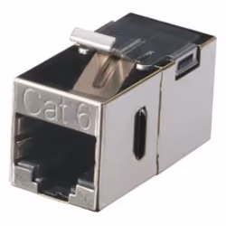 Couple two patch cables or mount in keystone wallplates.- Ideal for CAT6 connections.- Feature two RJ-45 (8-wire) modular jac ...