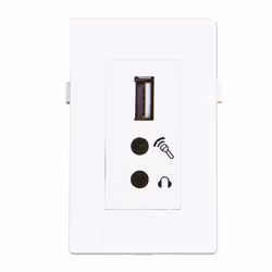 Multimedia connection system: computer. video. audio. control or network connections. For wall installations in 75x50 mm base ...