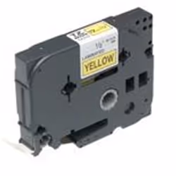 Brother Gloss Laminated Labelling Tape - 18mm. Black/Yellow label-maki