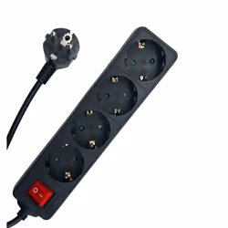 Microconnect MC-GRU0045BS power extension 5 m 4 AC outlet(s) Indoor Black