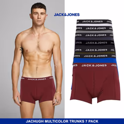 Jack & Jones Mens Boxer Shorts Underwear, Multipack Trunks - 7 Pack - S