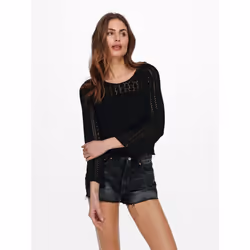ONLY 15233173, Pullover, Adult, Female, Black, S, Round neckline