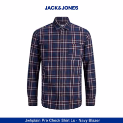 Jack&Jones Men's Casual Checked Shirt, Button Cuff - S, Navy