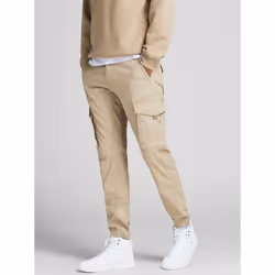 Jack & Jones 12193754, Cargo, Adult, Beige, Cotton, Elastane, Do not bleach, Fine wash (30°C)