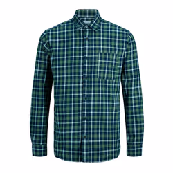 Jack&Jones Men's Casual Checked Shirt, Button Cuff - L, Forest Night