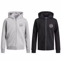 Jack & Jones Junior Boy's Sweat Zip Hood 2 Pack - 128 cm, Black + Light Grey Melange