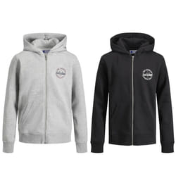 Jack & Jones Junior Boy's Sweat Zip Hood 2 Pack - 128 cm, Black + Light Grey Melange