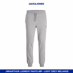 Jack&Jones Men's Cotton Sweatpants w/ Ribbed Cuffs - XL, Light Grey