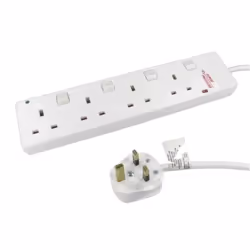 Microconnect RB-05-4GANGSWD, 5 m, Indoor, Type G (BS 1363), Type G, Angled, White