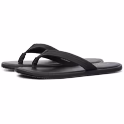 ) Jack & Jones Washton Leather Men's Anthracite Flip Flops - Black, 8 (Adults'