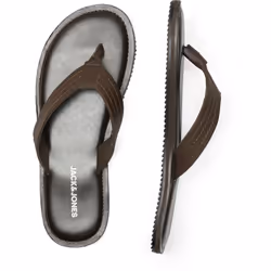 ) Jack & Jones Washton Leather Men's Brown Stone Flip Flops - Brown, 8 (Adults'