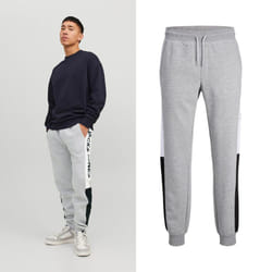 Jack&Jones Men's Slim Fit Sweatpants Ribbed Cuffs - XXL, Light Grey