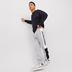 Jack&Jones Men's Slim Fit Sweatpants Ribbed Cuffs - XXL, Light Grey