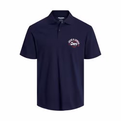 Jack & Jones Logo Polo T-Shirt - Navy blazer, Small