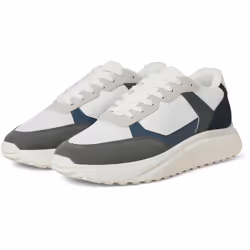 ) Jack & Jones Aspire Runner Polyurethane Men's White Castlerock/Navy Blazer Trainers - White, 8 (Adults'
