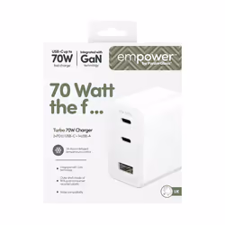 PanzerGlass empower by ® Turbo 70W Multiple Charger incl. 2 x USB-C + USB-A | UK Plug | Silver White - Additional view 3