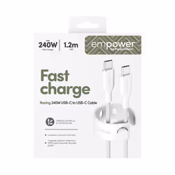 PanzerGlass empower by ® Racing 240W USB-C to USB-C Cable | USB 2.0 | 1.2M | Silver White - Additional view 3