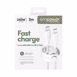 PanzerGlass empower by ® Racing 240W USB-C to USB-C Cable | USB 2.0 | 2M | Silver White - Additional view 3
