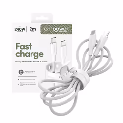 PanzerGlass empower by ® Racing 240W USB-C to USB-C Cable | USB 2.0 | 2M | Silver White - Additional view 5