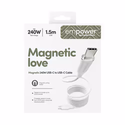 PanzerGlass empower by ® Magnetic 240W USB-C to USB-C Cable | USB 2.0 | 1.5M | Silver White - Additional view 3