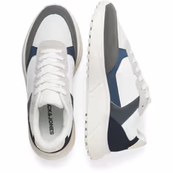 ) Jack & Jones Aspire Runner Polyurethane Men's White Castlerock/Navy Blazer Trainers - White, 9 (Adults'