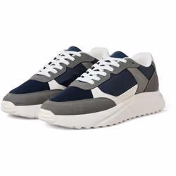 ) Jack & Jones Aspire Runner Polyurethane Men's Castlerock/Navy Blazer Trainers - Grey, 10 (Adults'