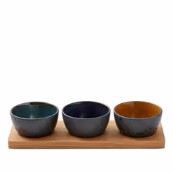 BITZ 821245, Bowl set, Round, Stoneware, Amber, Blue, Green, 3 person(s), 10 cm