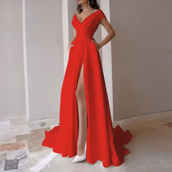 Women&apos;s Sexy V-neck Party Evening Dress Wedding Dress - blue, S