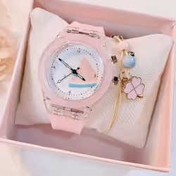 Girls Kids Children Luminous Student Colorful LED Light Quartz Watch