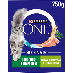 Purina ONE Indoor Cat Adult Dry Cat Food Rich in Turkey 750g, Pack of 4