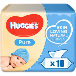 Huggies Pure Baby Wipes - Pack of 10 (10 x 56 Packs, Total 560 Wipes)