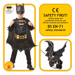Rubie's Official Batman Black Deluxe Child's Costume, Superhero Fancy Dress, Child's Size Medium Age 5-6, Height 116 cm & Marvel Spider-Man Classic Ch