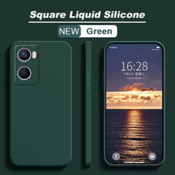Luxury Liquid Silicone Case For OPPO A15 A15S A18 A38 A58 A53 A52 Reno 10 5G A57 A77S A76 A78 A57S A96 4G 5G Square Case - gr ...