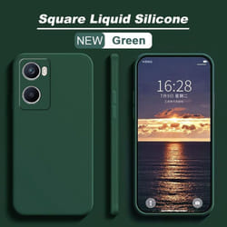 Luxury Liquid Silicone Case For OPPO A15 A15S A18 A38 A58 A53 A52 Reno 10 5G A57 A77S A76 A78 A57S A96 4G 5G Square Case - green, OPPO A96 4G