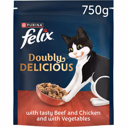 FELIX Doubly Delicious Beef Chicken & Vegetables Dry Cat Food 4x750g