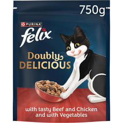 FELIX Doubly Delicious Beef Chicken & Vegetables Dry Cat Food 4x750g