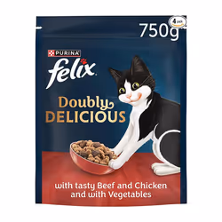 FELIX Doubly Delicious Beef Chicken & Vegetables Dry Cat Food 4x750g