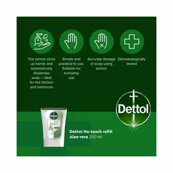 5 x 250ml Dettol No Touch Hand Wash System Refill Aloe Vera