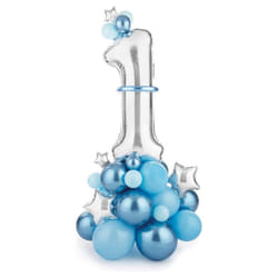 Blue 1st Birthday Party Decorations DIY Number 1 Balloon Bouquet Kit