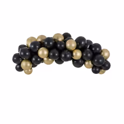 PartyDeco GBN2, Toy balloon, Latex, Black, Gold, Oval, 2000 mm, 60 pc(s)