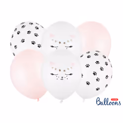 PartyDeco SB14P-306-000-6, Toy balloon, Latex, Black, Gold, Pink, White, Oval, 30 cm, 6 pc(s)