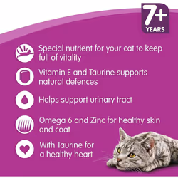 Whiskas 7+ Dry Cat Food for Senior Cats with Chicken, 4 bags (4 x 1.9 kg)