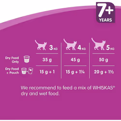 Whiskas 7+ Dry Cat Food for Senior Cats with Chicken, 4 bags (4 x 1.9 kg)